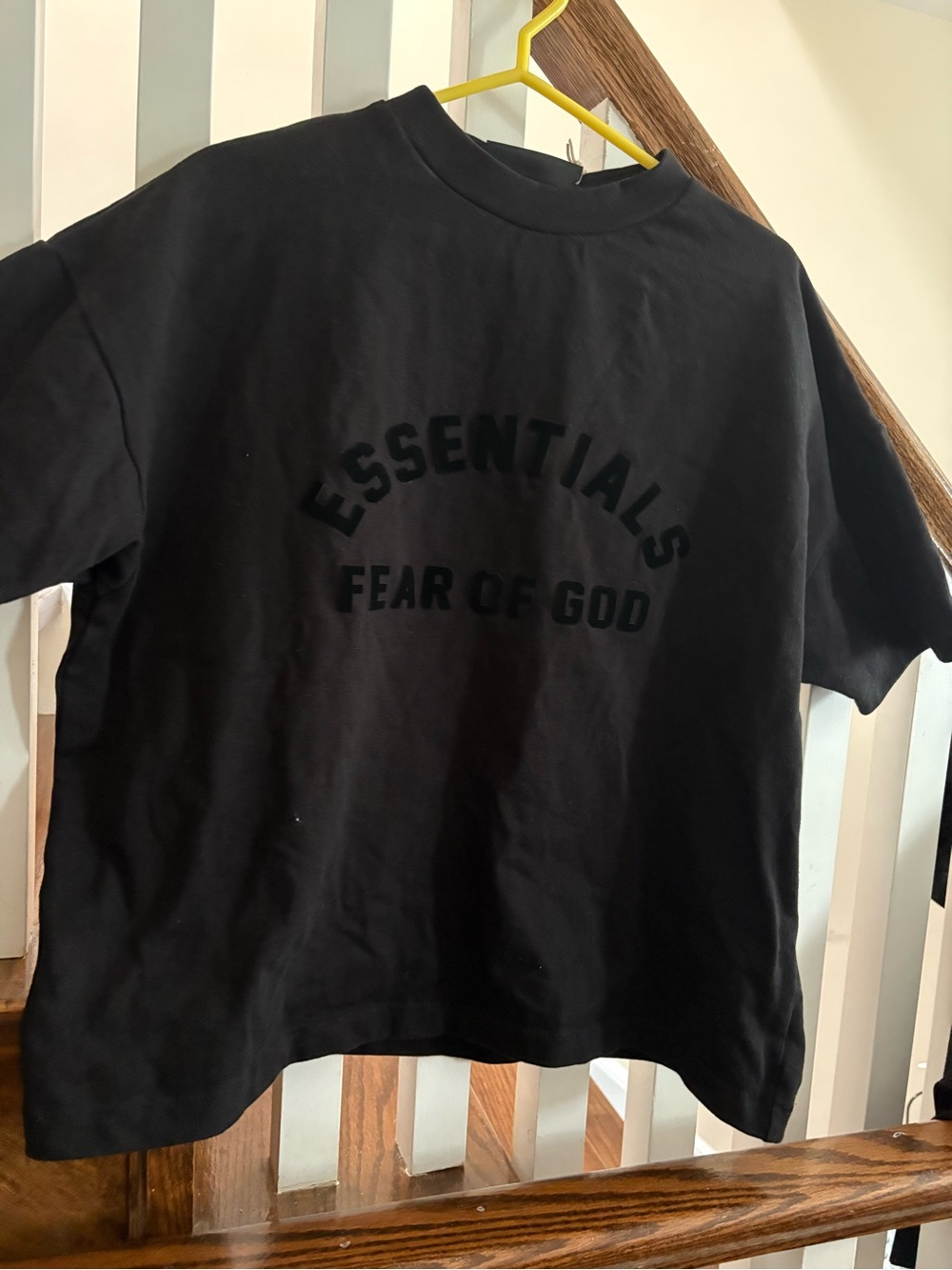 Fear of God Essentials Black Short Sleeve Tee with Raised Logo